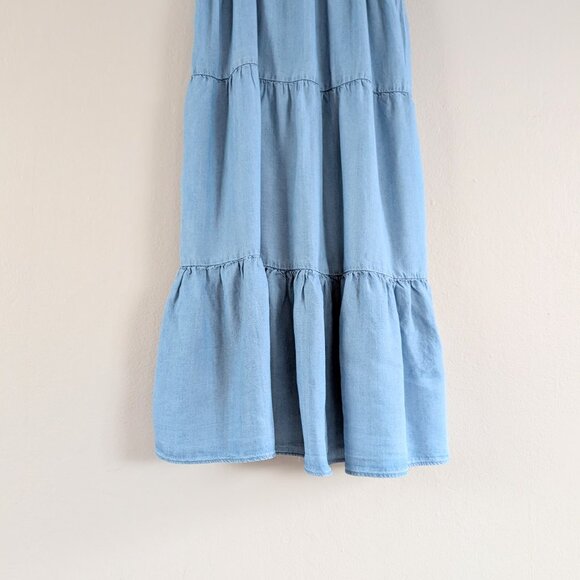 Roxy Y2K Chambray Ruffle Tiered Off the Shoulder Summer Maxi Dress XS - Picture 2 of 9